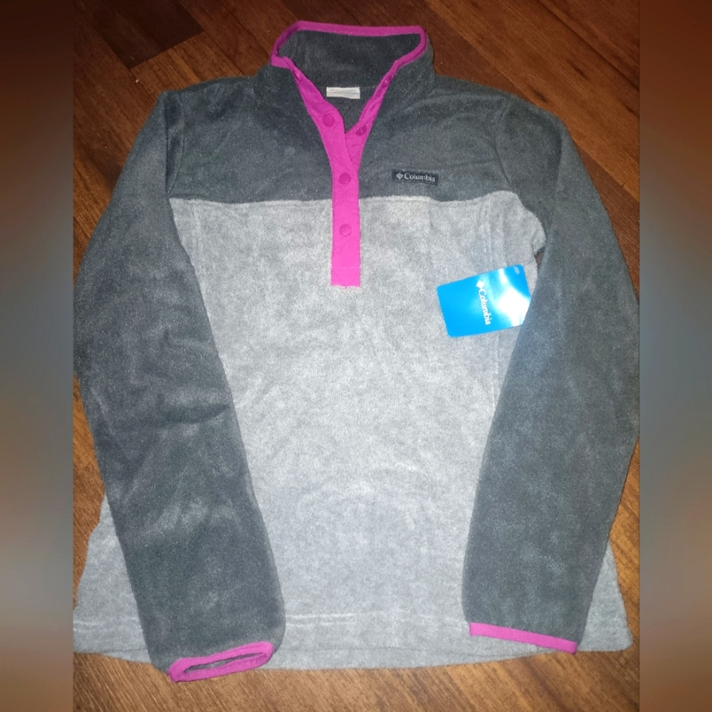 Columbia Charcoal and Magenta Fleece Pullover